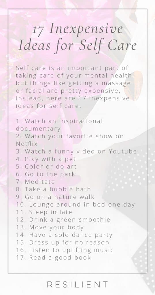 Inexpensive Ideas for Self Care